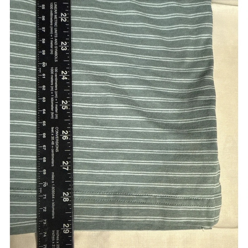 The North Face Mens Large Polo Shirt Greenish Gray Striped Short Sleeve Casual